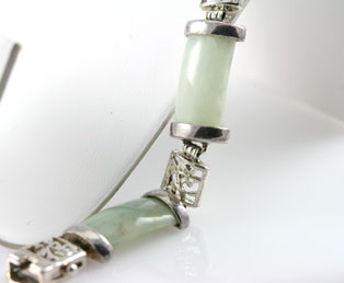 Light Green Jade Sterling Silver Bracelet