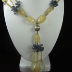Citrine and Amethyst Lariat Necklace