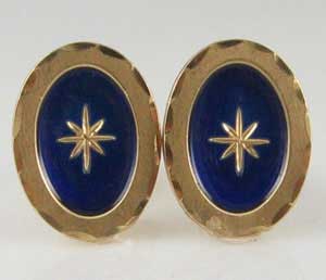Blue Enamel Gold Cufflinks