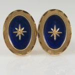 Blue Enamel Gold Cufflinks