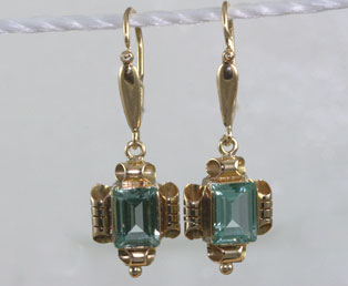 Vintage Aquamarine Lever Earrings