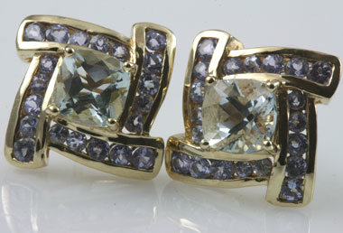 Aquamarine Tanzanite Earrings Vintage