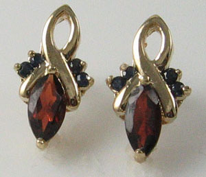 Garnet Blue Sapphire Earrings