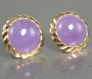 Lavender Jade Cabochon Earrings