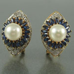 Pearl Sapphire Diamond Pave Earrings