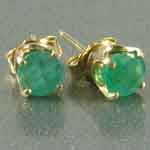 Natural Emerald 14KT Pierced Stud Earrings