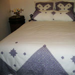 Purple and White Cotton Moroccan Hand Embroidered Four Piece Bedset