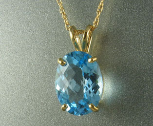 Blue Topaz 14KT Yellow Gold Pendant