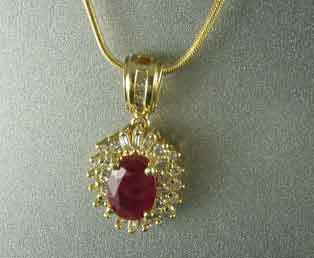 Ruby Diamond Baguette Pendant