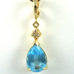 Diamond and Blue Topaz 14KT Enhancer/Pendant