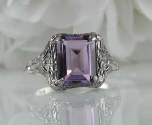 Amethyst Silver Filigree Ring