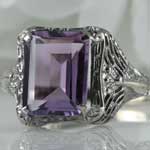 Amethyst Silver Filigree Ring
