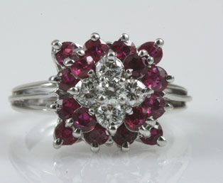 Square Ruby Diamond Ring