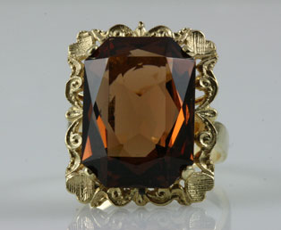 Brownish Orange Beryl Gold Ring