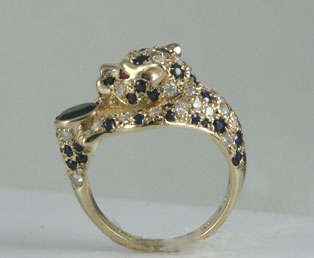 Diamond Sapphire Panther Ring