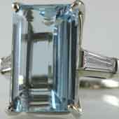 estate jewelry big aquamarine diamond ring