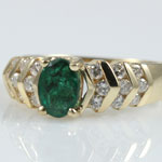 Dark Green Emerald Diamond Ring