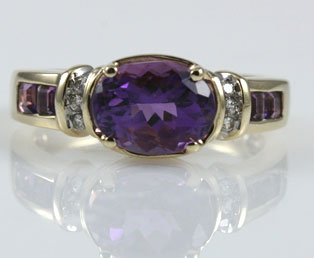 Deep Purple Amethyst Diamond Ring
