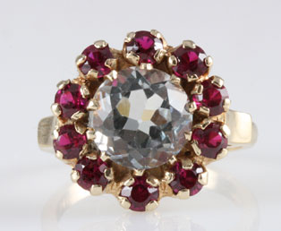 Dramatic Aquamarine Ruby Ring