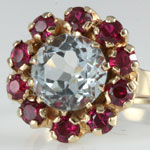Dramatic Aquamarine Ruby Ring