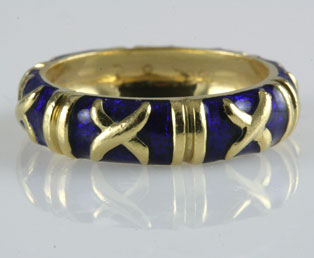 Hidalgo Blue Enamel X Ring