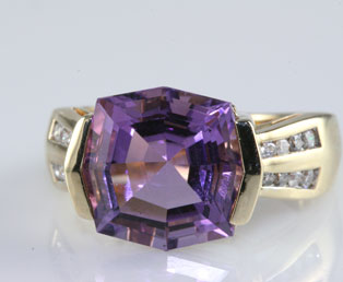 Fancy Cut Amethyst Diamond Ring