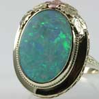 estate jewelry large colorful opal gold ring