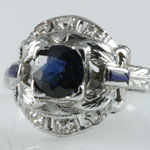 Sapphire Deco Round Wedding Ring