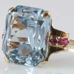 Bright Blue Topaz Ruby Ring
