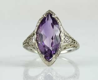 Estate Amethyst Filigree Ring