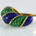 Enamel Blue Green Gold Ring