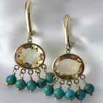 Quartz Turquoise Pendant Earrings