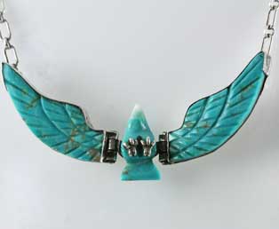 Turquoise Eagle Silver Necklace