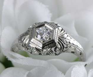 Estate Solitaire Filigree Engagement Ring