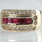Vintage Ruby Diamond Gold Band