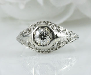 Art Deco Filigree Engagement Ring