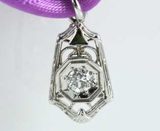 Deco Diamond Onyx Pendant