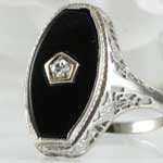 Black Onyx Gold Filigree Ring