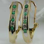 Vintage Emerald Diamond Hoop Earrings