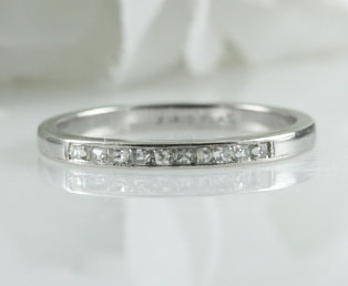 Thin Platinum Diamond Wedding Band