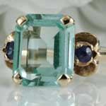 Green Quartz Sapphire Ring