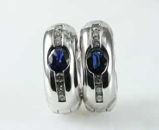 Blue Sapphire Diamond Gold Earrings