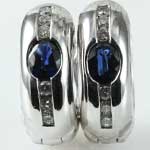 Blue Sapphire Diamond Gold Earrings