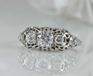 Filigree Five Diamond Wedding Ring