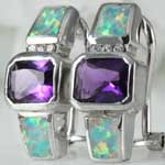 Silver Amethyst Opalite Earrings
