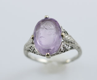 Amethyst Cameo Filigree Ring