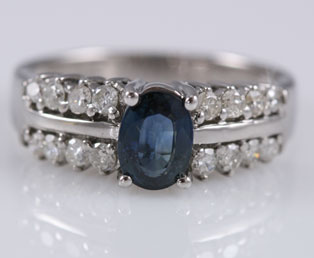 Blue Sapphire Diamond Ring