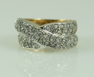 Diamond Crossover Gold Ring