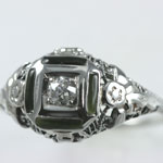 Diamond Onyx Filigree Ring