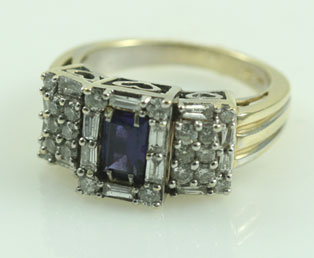 Sapphire Baguette Diamond Ring